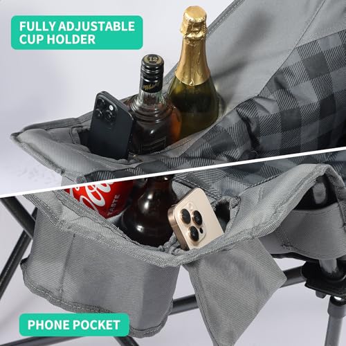 Image of Oversized Double Camping Chair Heavy Duty Padded Double Folding Chair with Cup Holders & Carry Bag Foldable 2 Person Camping Chairs Outdoor Portable Couch for Lawn, Sports - Supports 900LBS Grey