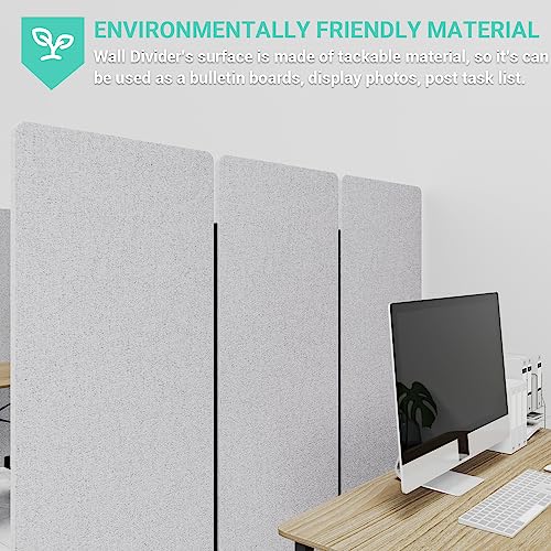 Soundproof Room Divider with Wheels, 66in Office Dividers for Sound Proofing & Reducing, 3 Panel Sound Proof Dividers for Office Partitions Portable Temporary Wall Acoustic Wall Divider，Light Grey