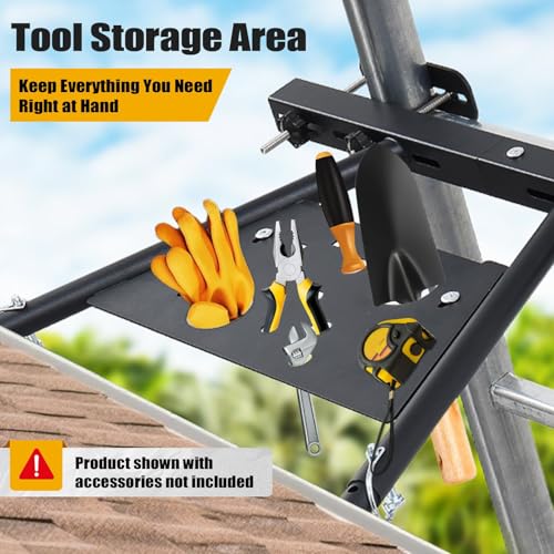 Leiterstabilisator für Dachrinne, Verstellbarer Leiterstabilisator mit Einstellbaren Beinen 51-75 cm, Rutschfester Leiter-Abstandshalter mit Integrierter Werkzeugablage Trägt bis zu 145 kg