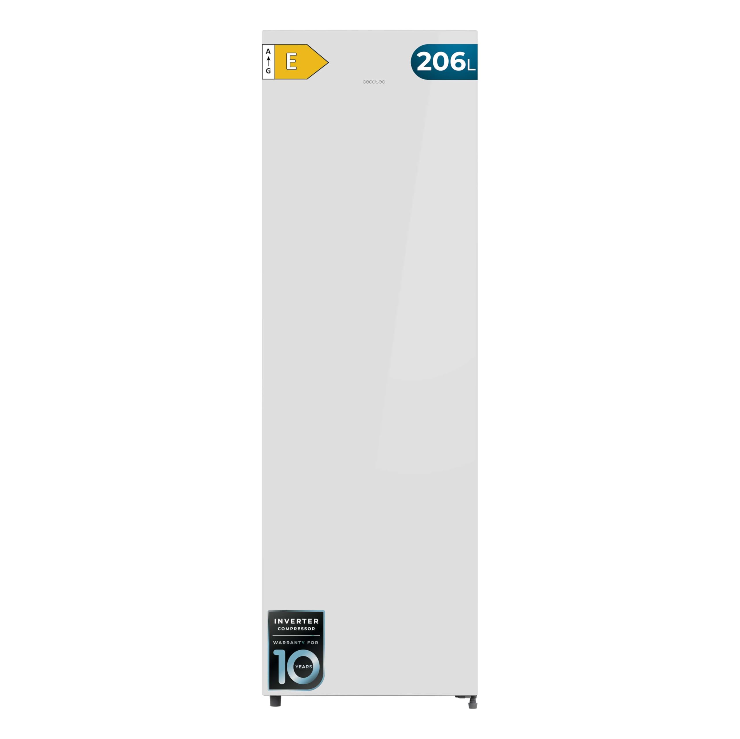 Cecotec Congelador Vertical 206L Bolero CoolMarket UF 206 Dual White E | Convertible a Frigorífico, Bajo Consumo, No Frost, Cajones XL, Puerta Reversible, Luz LED, Alarma y Sistema Frío Uniforme