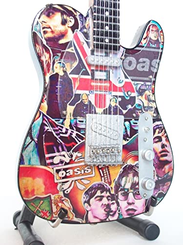 guitarra en miniatura tipo Telecaster tema banda de Rock Oasis
