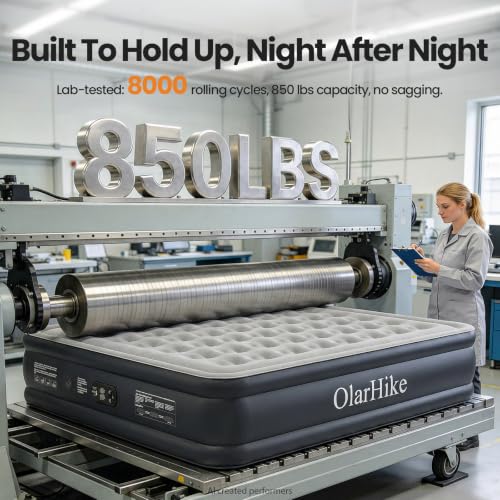 Image of OlarHike King Size Air Mattress with Built in Pump, 18 inch Blow Up Bed, 850lb