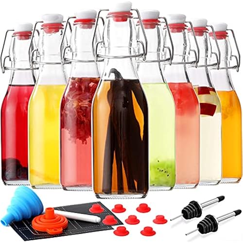 8 Pack 8.5oz Swing Top Glass Bottles, Flip Top Brewing Fermentation Bottles