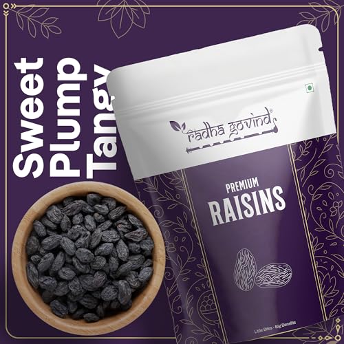 Image of Radha Govind Black Raisins Seedless | Dried Kishmish Without Seeds | Dry Grapes | Kali Darakh 200 Gram