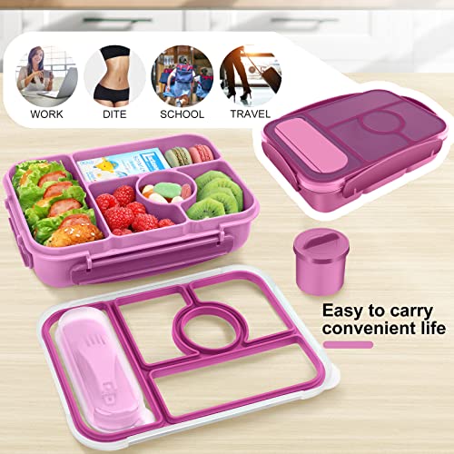 Demiue Lunch Box Kids,Bento Box Adult Lunch Box,Lunch Containers For Adults/Kids/Toddler,5 Compartments Bento Lunch Box With Sauce Vontainers,Microwave & Dishwasher & Freezer Safe,Bpa Free(Purple) #TOP4