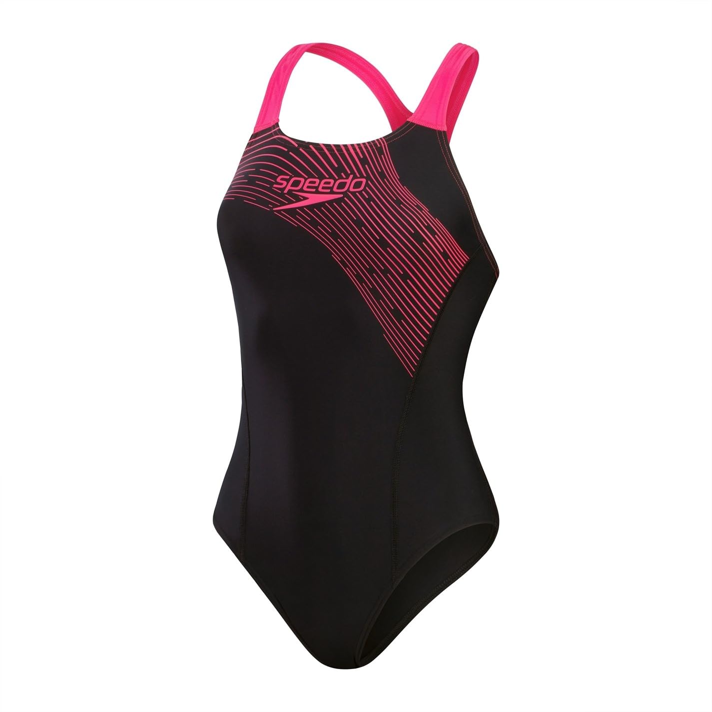 Speedo Womens Medley Medalist Swimsuit Black/Pink 6