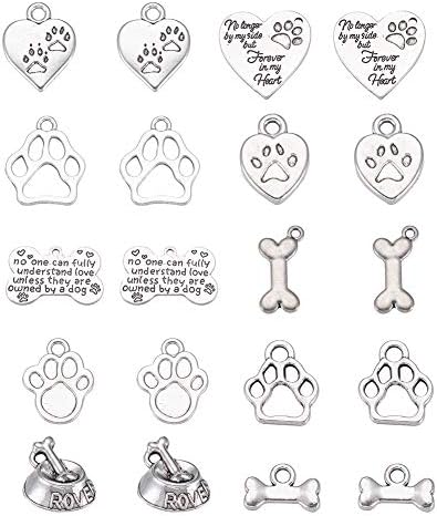 DanLingJewelry 100 pcs 10 Styles Skull Theme Tibetan Style Alloy Pendants Antique Sliver Skeleton Charms for DIY Jewellery Making