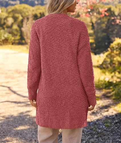 Image of MEROKEETY Women's Long Sleeve Soft Chunky Knit Sweater Open Front Cardigans Outwear Coat