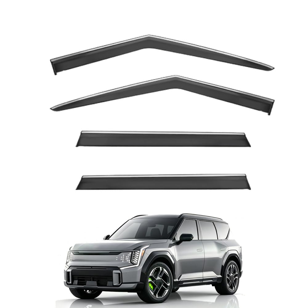 QOEMRHELT 4pc Set In-Channel Wind Deflectors, for Kia EV9 2024-2026 Window Visors Rain Guards Vent Visors Rain & Sun Protection,Car Accessories