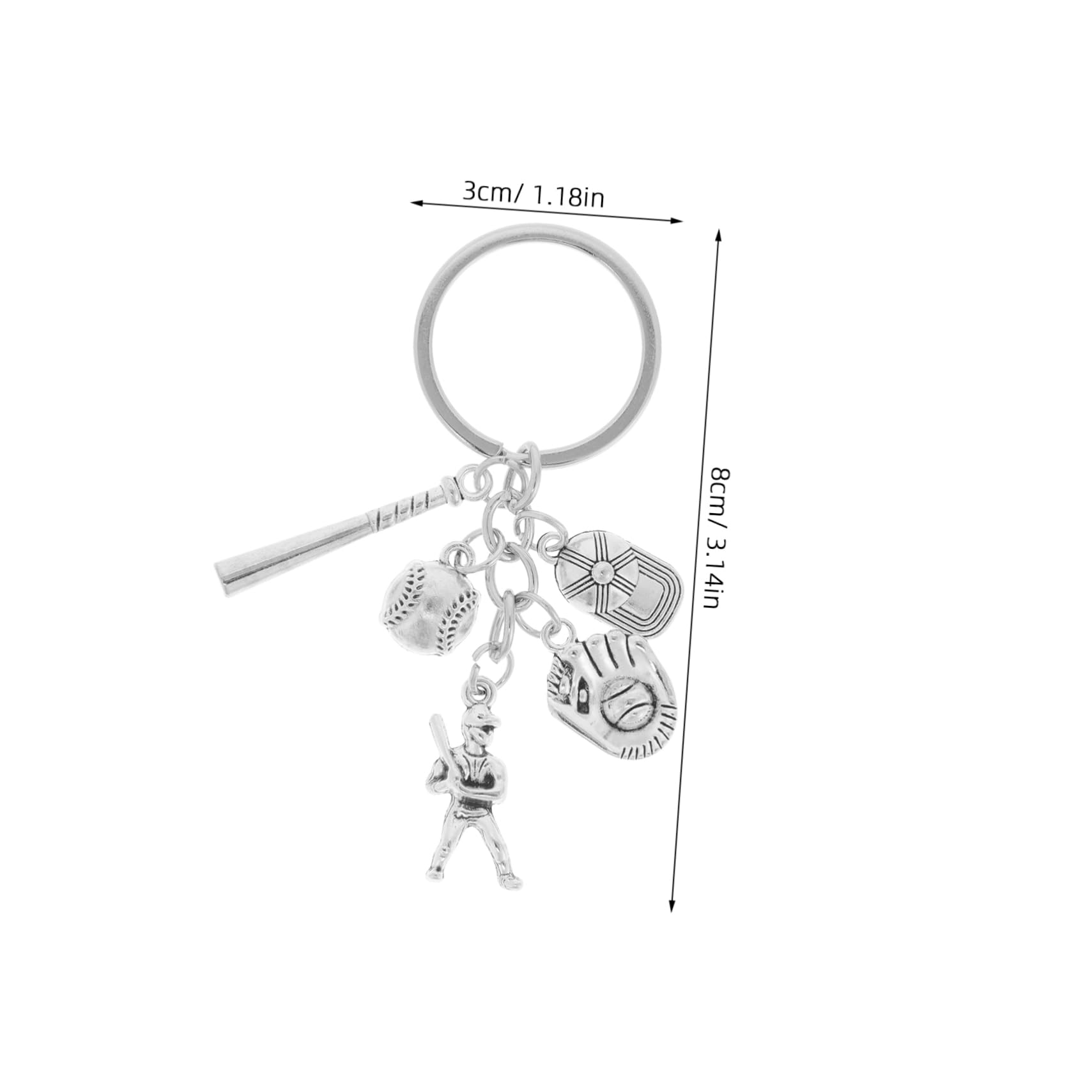 balacoo Sports Keychain Ball Charms Baseball Bat Keychain Mini Softball Metal Letter Handbag Charm