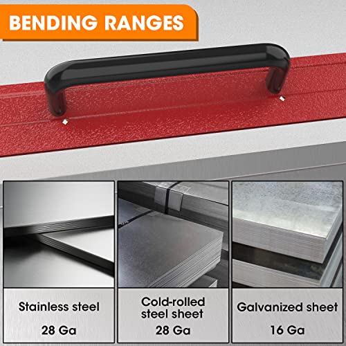 SDSNTE 24 In 16 Ga Steel Sheet Metal Folding Tool with Grips for Creating Uniform Folds Fits HVAC Applications and Pipefitter, Red, Pack of 1 - Thumbnail 3
