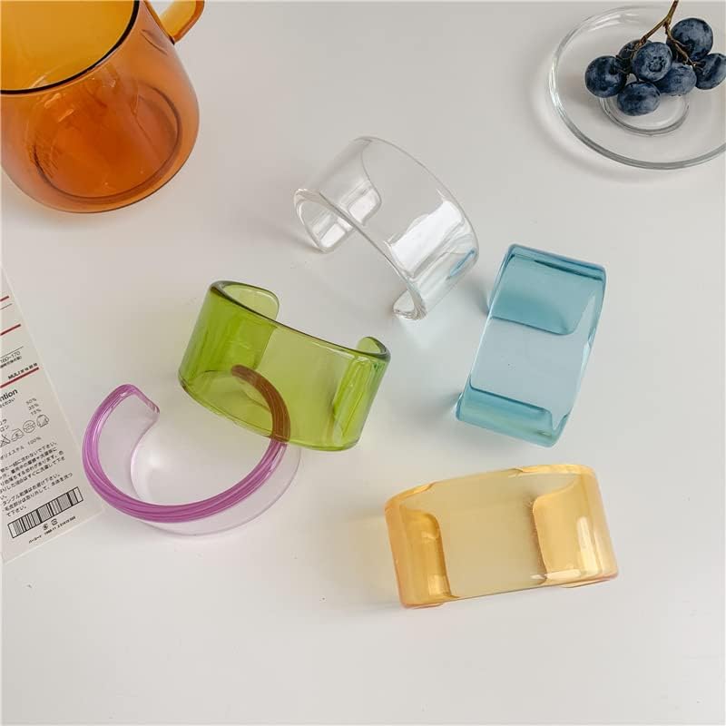 Colorful Acrylic Resin Geometric Simple Open Bracelet Candy Color Chunky Transparent Wide Cuff Bangle for Women Retro Irregular Resin Wristbands Bracelet Statement Jewelry Gift - Image 3