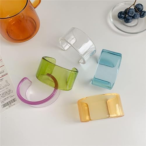 Fuqimanman2020 Colorful Transparent Acrylic Resin Geometric Cuff Bangle Open Wrap Wide Bracelet Chunky Acetate For Women Girls Jewelry Gift-Green #TOP2