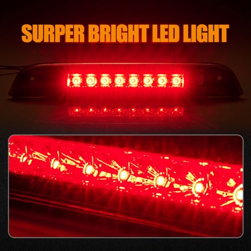 Image of Third 3rd Brake Light LED for 2007-2017 Jeep Patriot, High Mount Rear Brake Lights Assembly for 07-17 Jeep Patriot, Waterproof Center Cab Lamp Stop Light (Red)