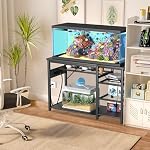 GRLEAF 55-75 Porte-aquarium Gallon: 1000LB Capacité, sorties de courant intégrées, 3-Tier Étagères pour le stockage d'accessoires de réservoir de poisson, en acier résistant/hybride de bois pour le poisson & Réservoirs de reptiles Excluse la citerne