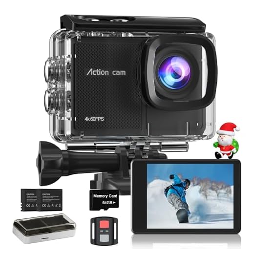 Las mejores cámaras deportivas para aventuras: Guía definitiva 22 Cámara Deportiva 4K 60FPS,8X Zoom Videocámara de Casco WiFi con EIS Antivibración,48MP Subacuática Buceo 40M,con Tarjeta 64GB,Control Remoto, 2 * 1350mAh Baterías, Varios Accesorios