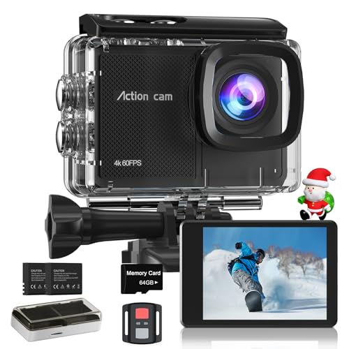 Camlance Action Cam 4K60FPS 48MP HD con Scheda SD 64GB,Fotocamera Subacquea Impermeabile 131ft,Zoom...