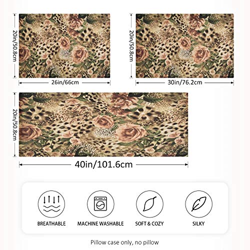 Satin Pillowcase For Hair And Skin, Standard Size Animal Tiger Leopard Print Rose Flower Decorative Pillow Sham With Envelope Closure Pillow Cover For Bedroom Hotel #TOP3