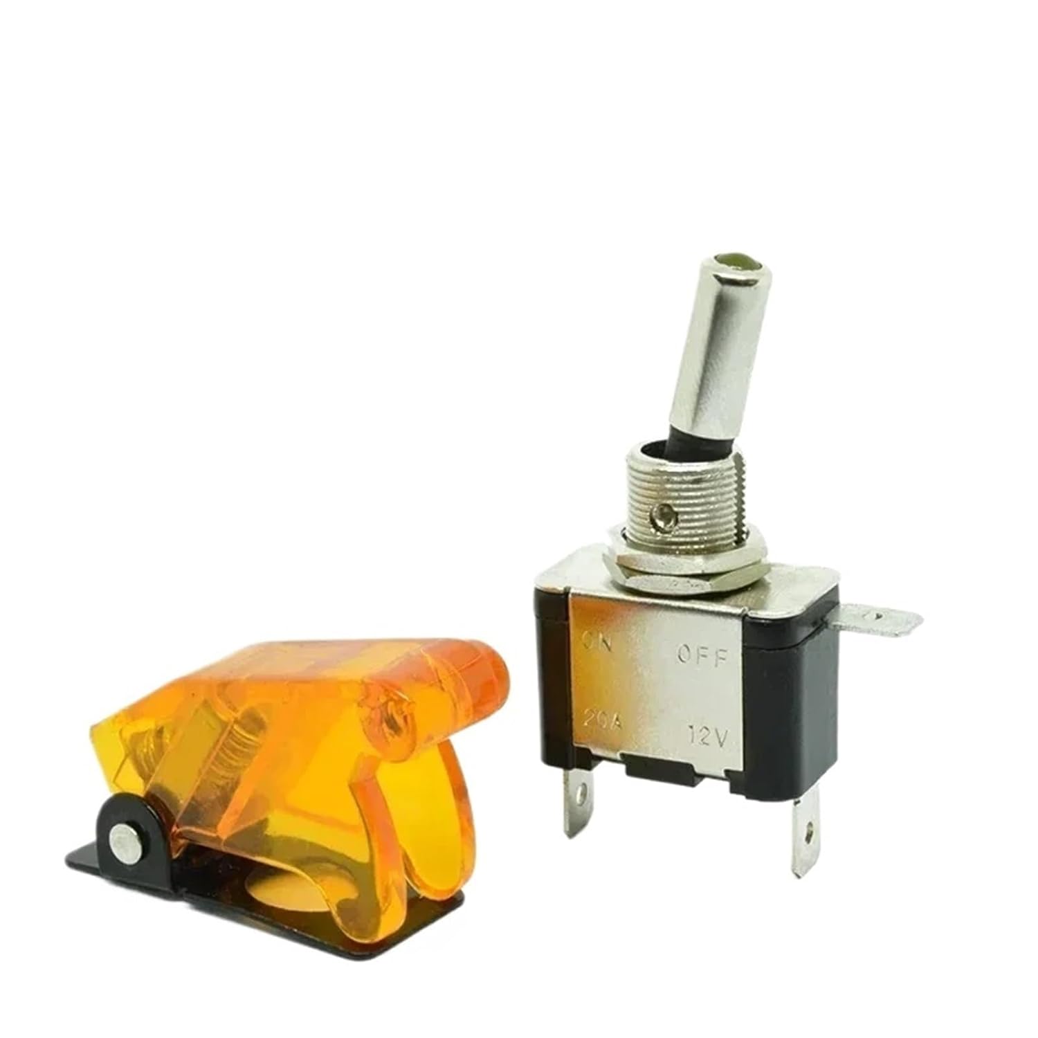 Auto Car Boat Truck 12V LED Toggle Switch Light Illuminated 3pin ON Off 20A with Safety Aircraft Flip Up Cover Guard(Yellow Cover,Blue Switch)