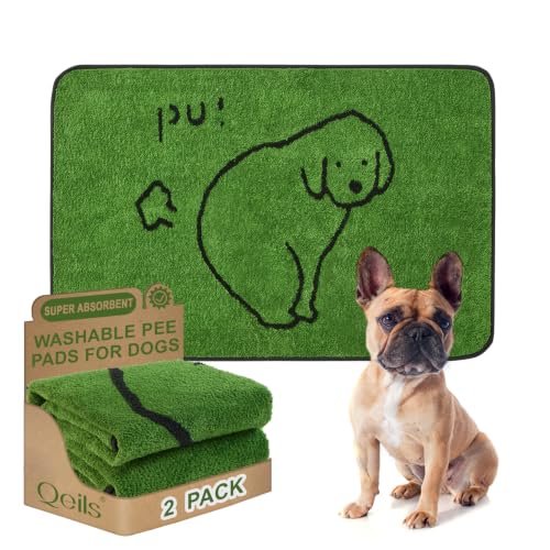 Qeils Reusable Puppy Pads , Washable Pee Pads for Dogs 36" x 24" 2 Pack