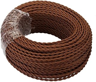 GreenSun Kabel materiałowy w stylu vintage, pleciony, tekstylny, skręcony, pleciony kabel z konopi, kabel elektryczny, 2 x 0,75 mm², do wiszącej lampy, brązowy