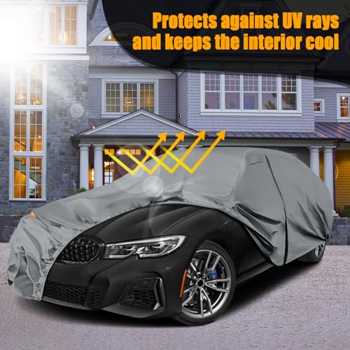 Image of Waterproof Premium Car Covers Replace for 2006-2025 BMW 3 Series, 10 Layers Heavy Duty with Cotton Liner All Weather Car Cover with Zipper Door, Windproof Bands for Snow Rain Dust Protection