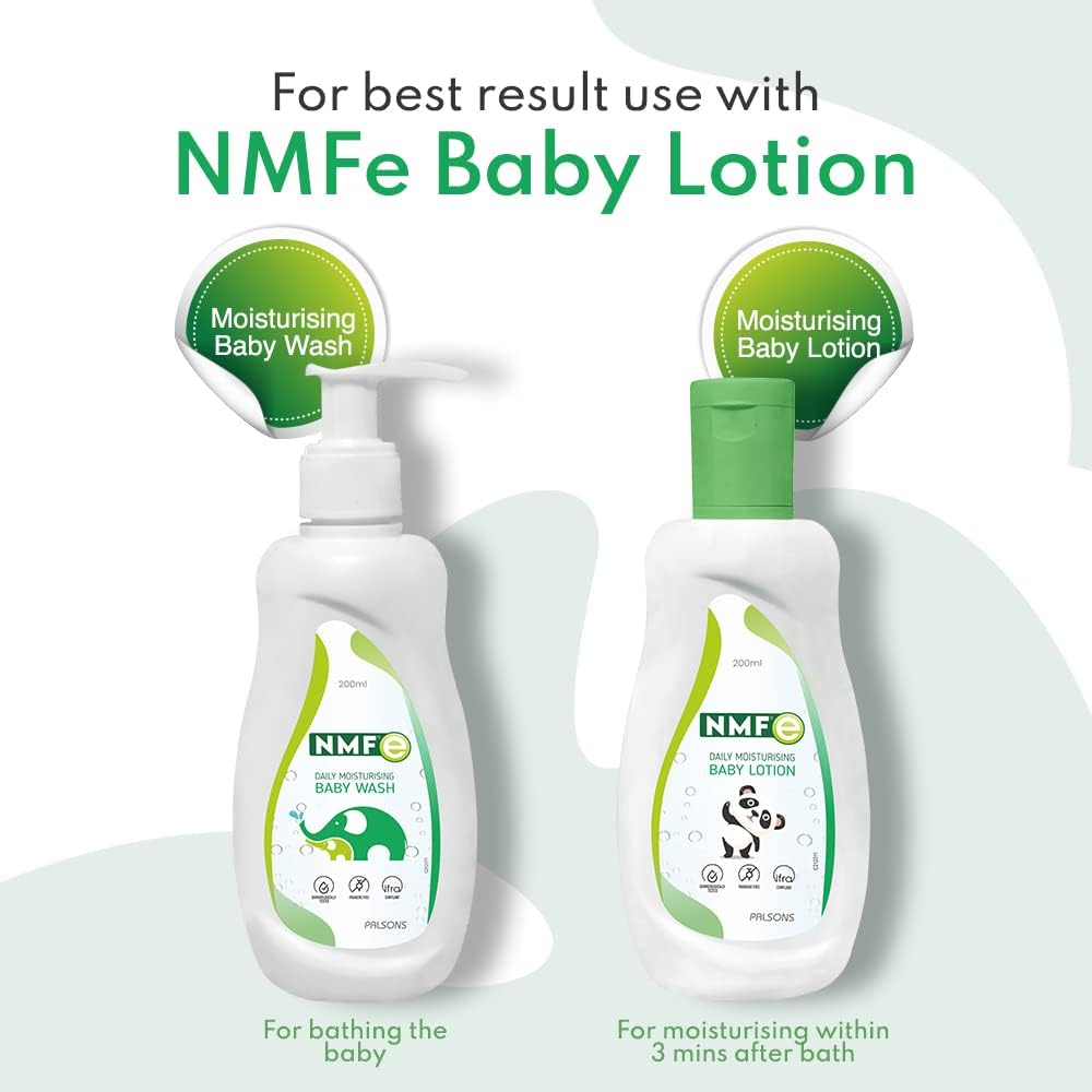 NM-Fe/Moisturising Baby Wash I Enriched With Aloe Vera, Oat Milk & Vitamin E I Suitable For Newborns I Paraben Free I Skin-matching pH I Dermatologically Tested 200ml