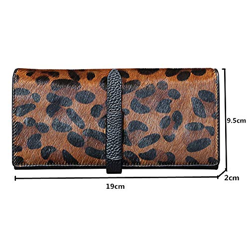 HANSOMFY 2021 New Horsehair Leather Wallet Women Long Leopard Print Coin Purse Drawstring Card Slot Large Capacity Wallets (Leopard)2