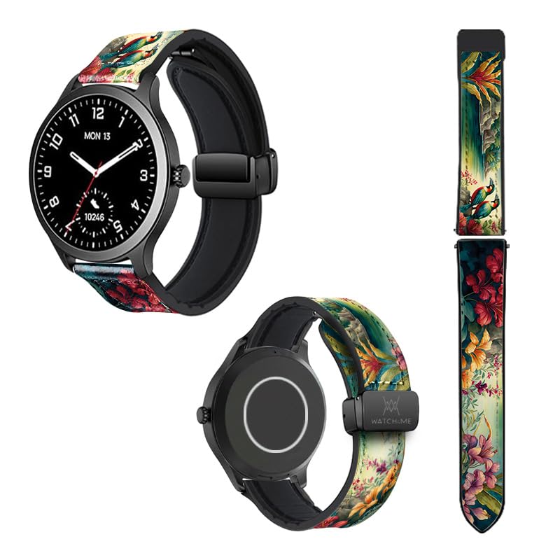 Bracelet montre 22 mm silicone cuir Jungle pour montre connectée et classique
