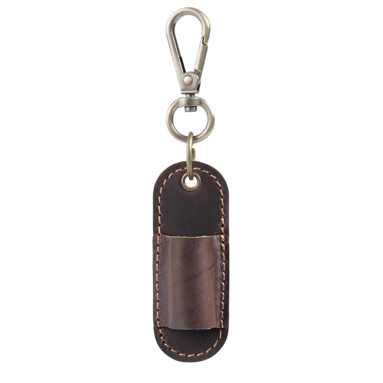 Mlyvax Genuine Leather Pen Holder with Keychain Clip Retro Portable Pencil Holder(16pcs)