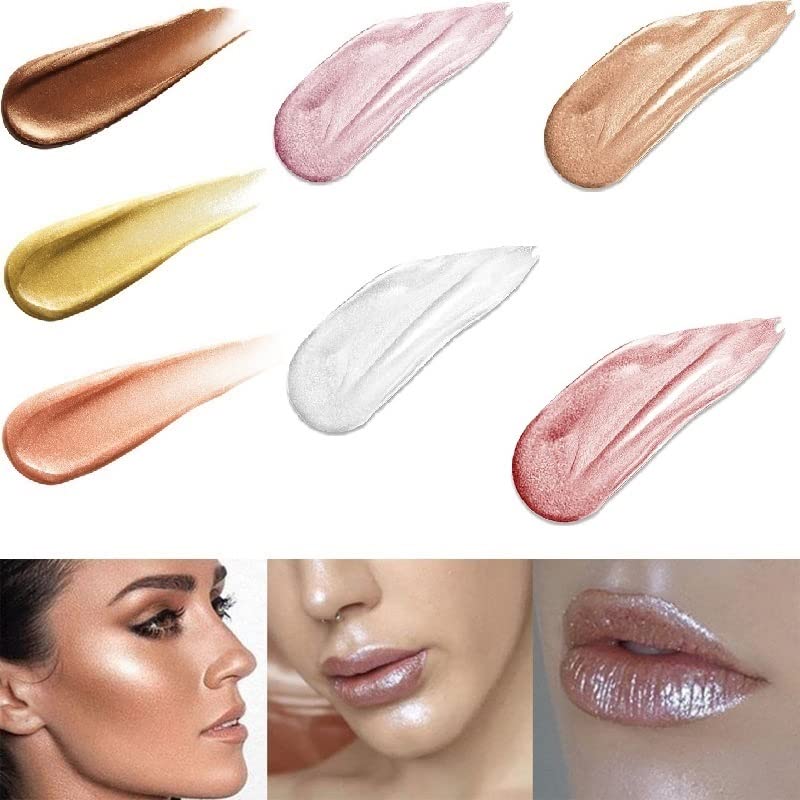 Miniatura 4 de Paquete de 2 luminizadores corporales, resaltadores corporales brillantes, maquillaje líquido brillante para la cara, crema brillante (104 hilos