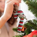 Adorno colgante festivo de bastón de caramelo de tela de dibujos animados para fiesta (A, 13,5 cm)