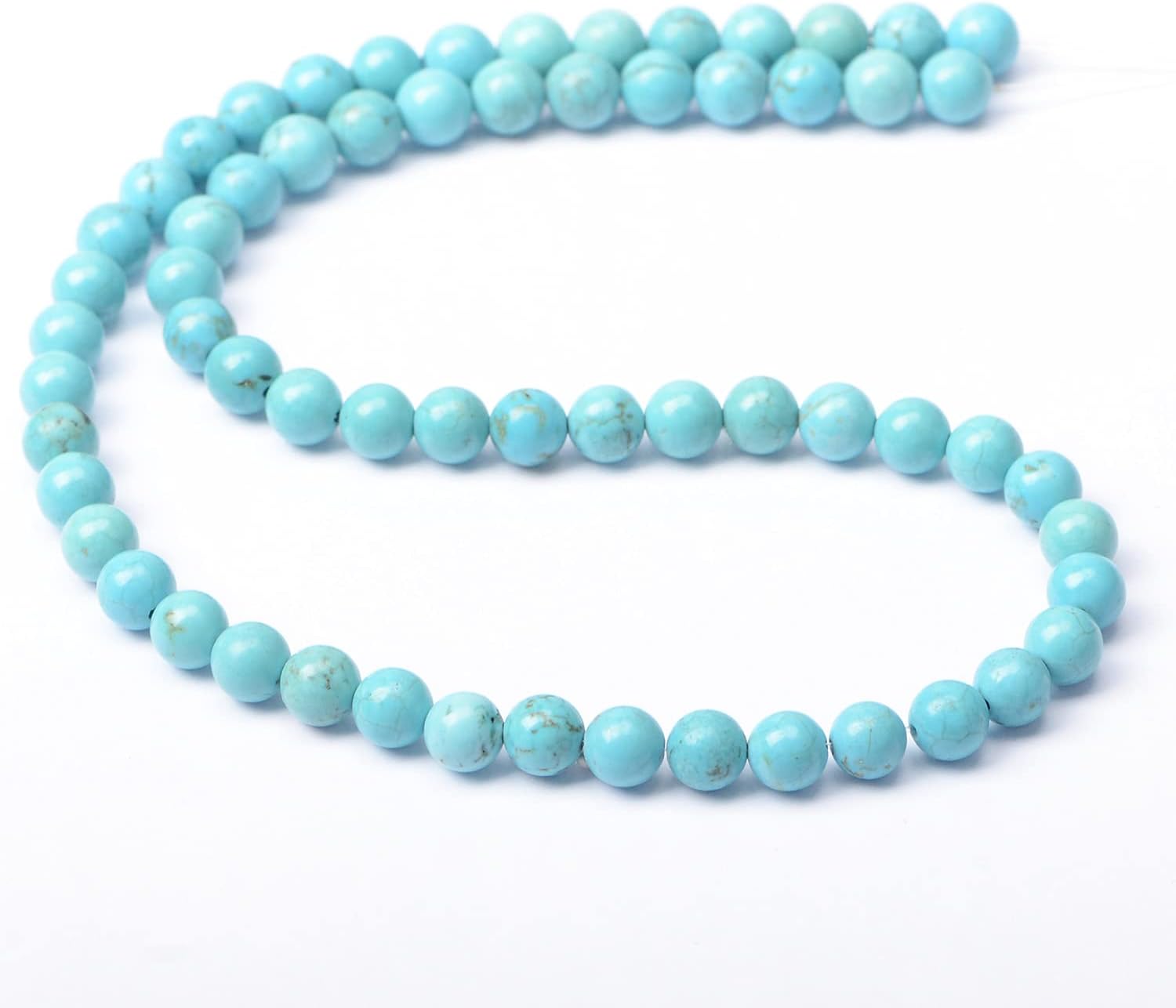 AD Beads Natural Gemstone Round Loose Beads 15" for Bracelet Necklace Earrings Jwelery Making Crafts DIY (6mm, Blue Turquoise) - Image 2