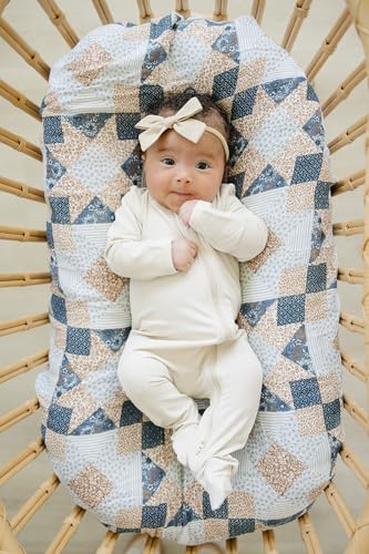 Image of Mebie Baby Patchwork Print Muslin Swaddle, Modern and Neutral Swaddle Blanket for Baby Girl or Boy, Soft Baby Blankets, 0-3 Month, Comfy Wrap, Baby Essentials & Gifts