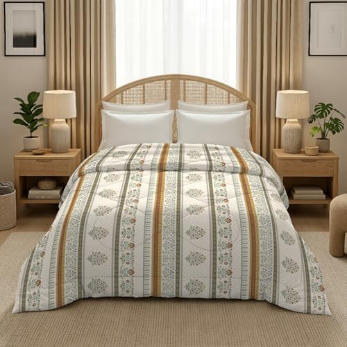 Image of MORADO Glace Cotton AC Comforter /Blanket /Quilt for Double Bed | Ultra Soft & Lightweight | All Season Reversible Comforter | Cozy Bedding for Home & Hotel | Size 90x100 Inches,Mari Gold,Double