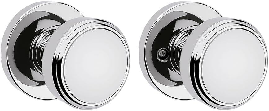 Image of Kwikset Maven Interior Passage Door Knob, Handle for Closet and Hallway Doors, Round Non-Locking Doorknob in Polished Chrome, with Microban Protection (Pack of 10)