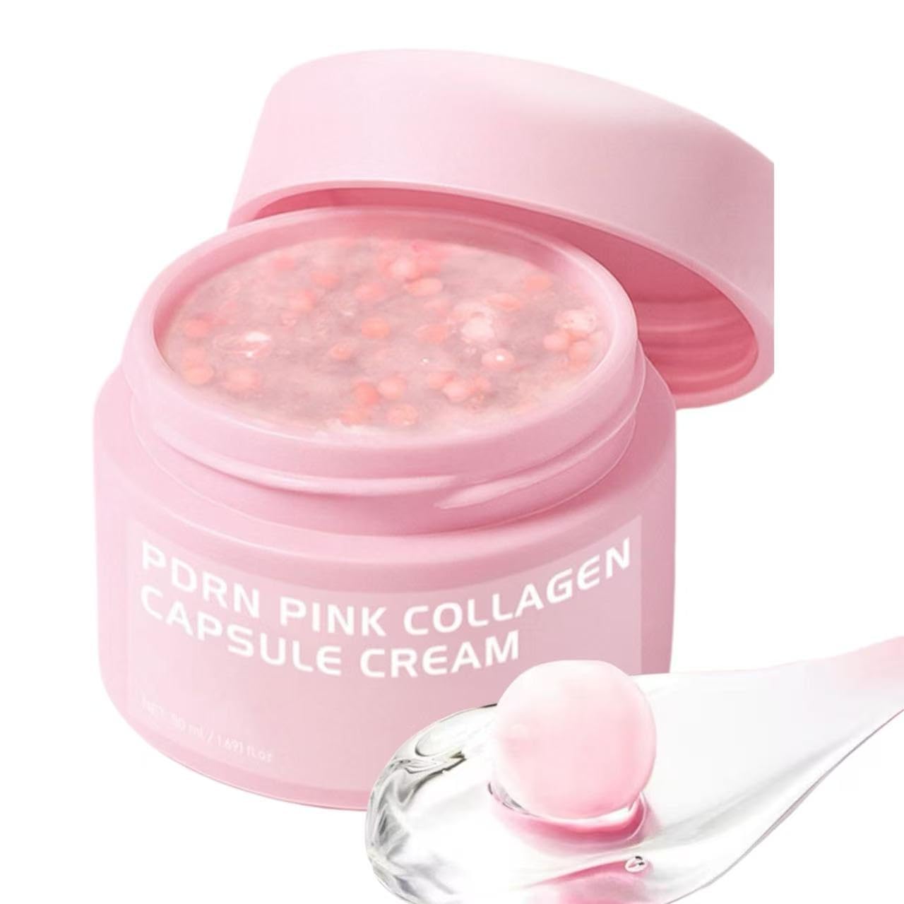 Salmon DNA PDRN Pink Collagen Capsule Cream-Collagen Capsule Face Moisturizer,Anti Aging Face Cream,Pink Niacinamide Serum,Colla gen-Boosts Skin Barrier Hydration,Korean Skin Care
