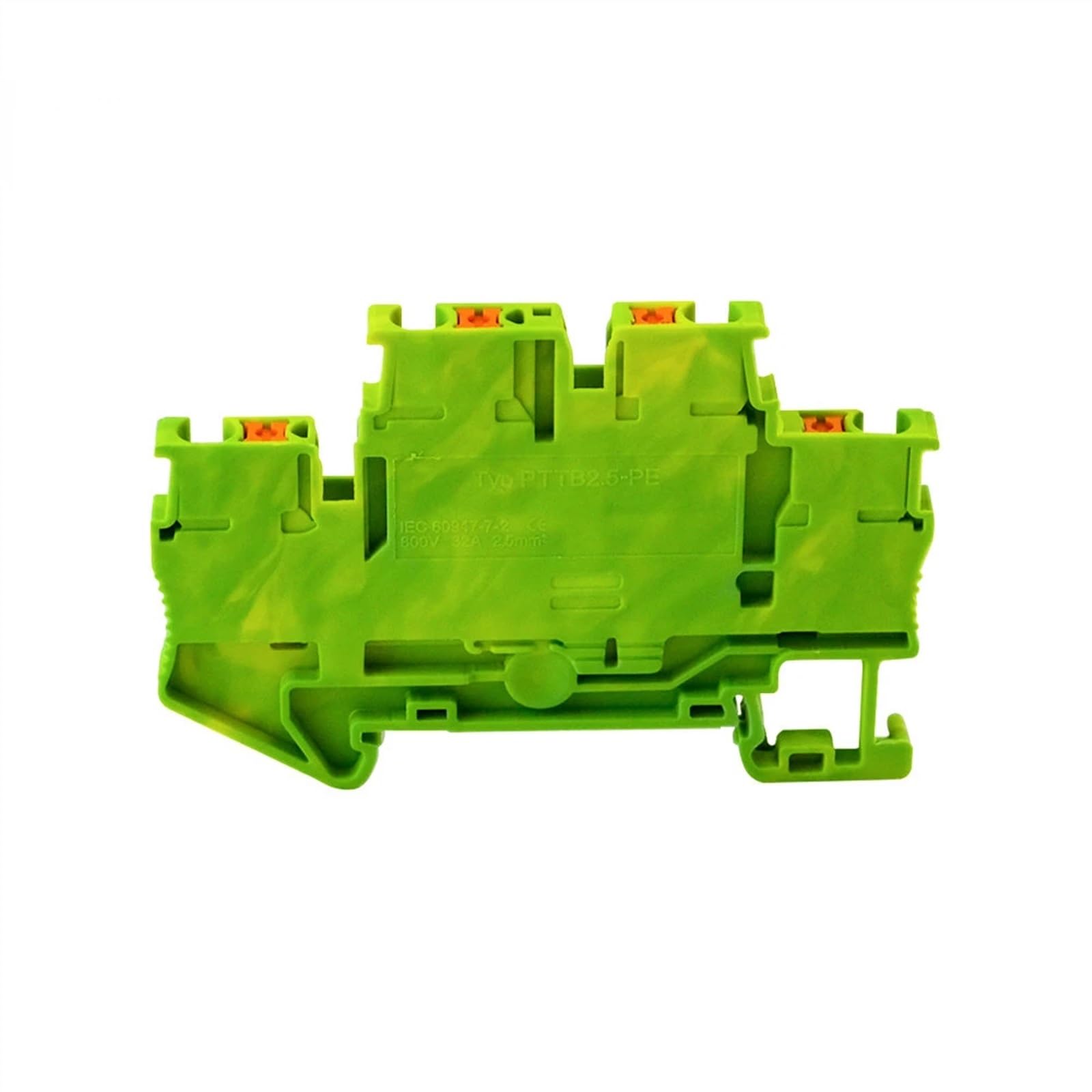 10Pcs PTTB-2.5PE Ground Terminal Block Double Layer Pull Spring Ground Terminal Blocks Screwless PE Distribution Block