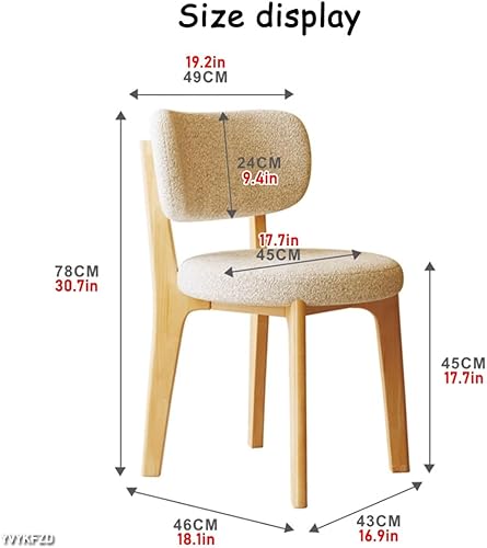Miniatura 3 de YVYKFZD Solid Wood Dining Chairs, Fabric Dining Room Chair Set of 2/4/6, Upholstered Kitchen Chairs with Curved Backrest, Armless Living Room Chair,