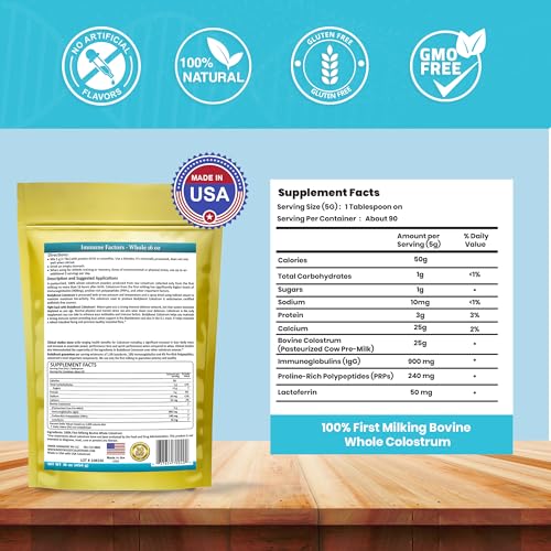 BodyBoost Whole Colostrum, 100% Bovine Colostrum Powder, Immune Booster with Immunoglobulin & Lactoferrin, Grass Fed Colostrum for Gut Health, 16 oz