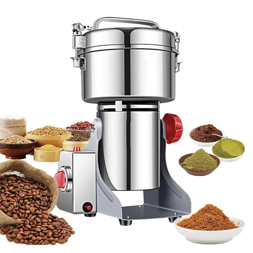 TsoLay Molinillo Eléctrico De Granos De 800G, 2400W, para Cereales con Protección contra Sobrecarga Y Temporizador De 5 Minutos, Alta Velocidad 25000 RPM, Acero Inoxidable, para Materiales Secos