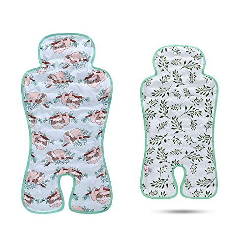 Image of Gel Car Seat Cooler Pad,1 Pack Double Sides-Universal Baby Stroller Ice Cushion Cooler Mat,Summer Cooling Seat Liner,Multifunctional Suitable for Baby Dining Chair,Child Safety Seat(Sloth + Leaves)