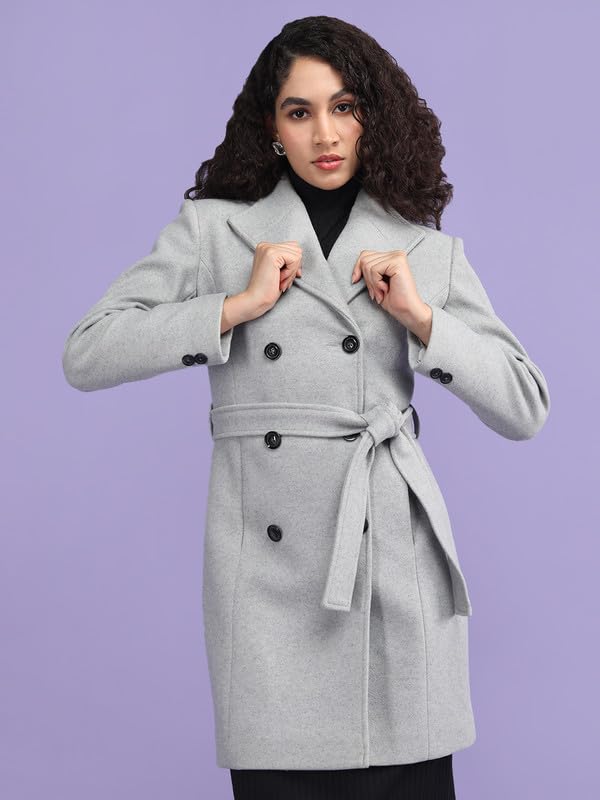 Image of PLAGG Women Winter Wear Long Length Overcoat with Wool blend and Comfort fit