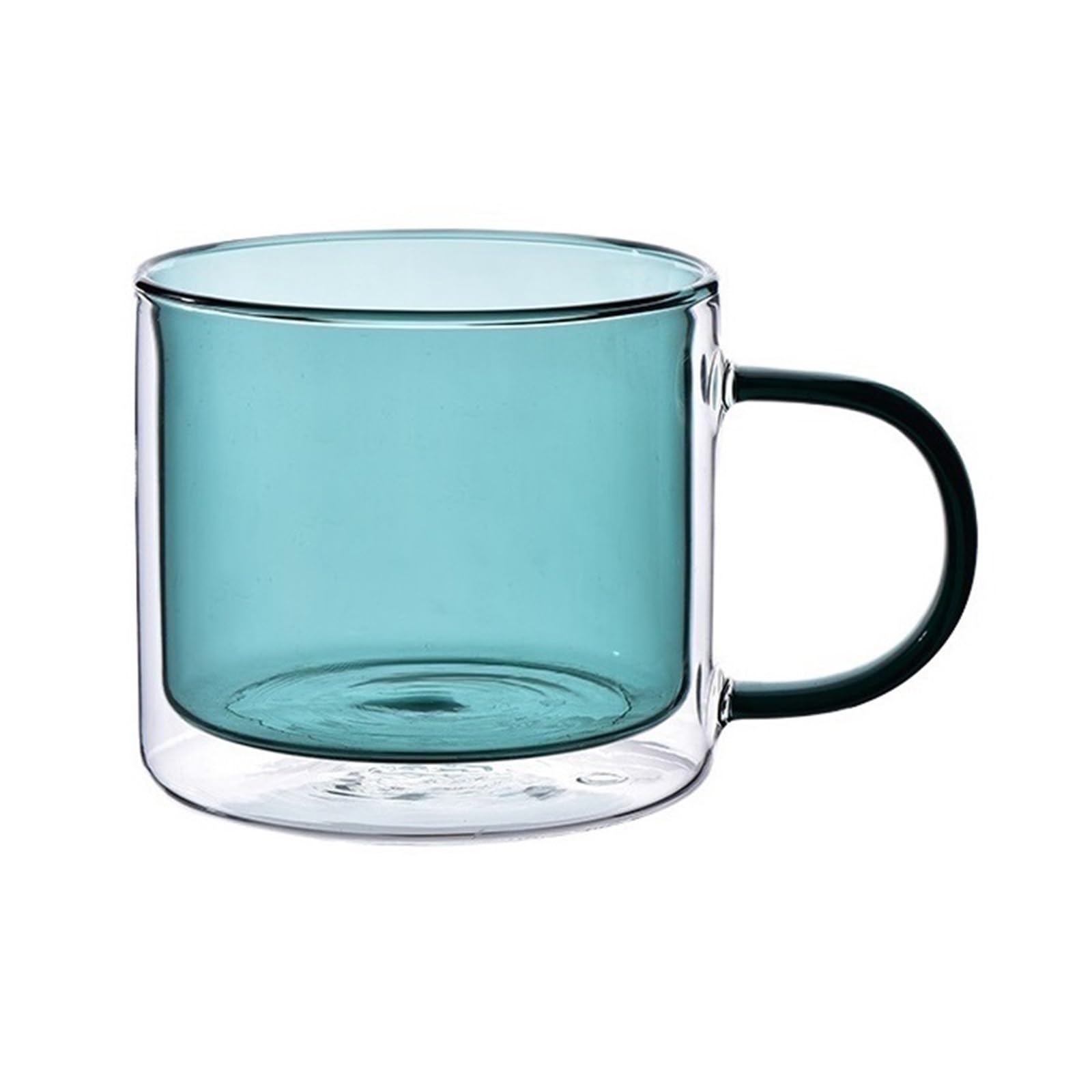 Vasos de doble pared de borosilicato con asa tazas para cafe y te color verde de 240 ml