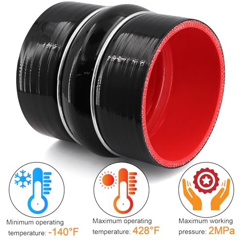 Image of ID 3-1 /2 inch Silicone Straight Coupler Hose 4-Ply Length 4 inch with 2 T-Bolt Clamps as Turbo Intercooler Intake Pipe,Fits Pipe OD up to 3.5 in(89mm)