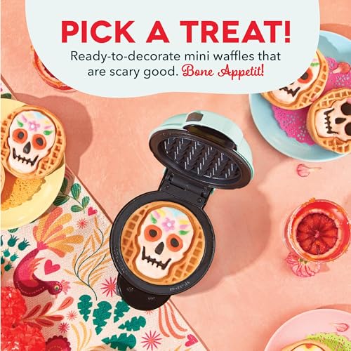 Image of Dash MultiMaker Mini System Removable Plate Set - Nonstick Replacement Plates for Halloween Waffle Breakfast - Waffle Maker Not Included - 4-Inch - Two-Pack - Skull & Jack-O-Lantern