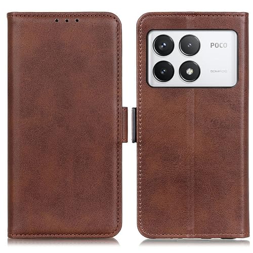 For Xiaomi POCO F6 Pro �P�[�X �蒠�^ For �V���I�~ POCO F6 Pro �蒠 �P�[�X ����PU���U�[ �V���v���蒠�P�[�X �ϖ��C �T�C�h�}�O�l�b�g�� �J�[�h���[ ��e�� 3�� ���u���X�^���h�@�\ �ϏՌ� �_�[�N�u���E��