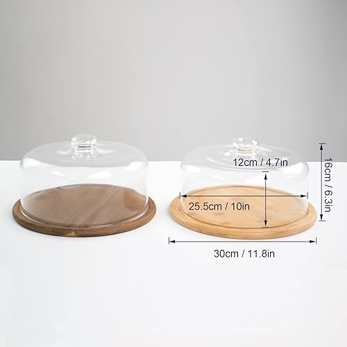 Miniatura 7 de Cúpula de postre de vidrio de 10.2 pulgadas con base, bandeja decorativa para pasteles de 11.8 pulgadas con cubierta de cúpula de vidrio, bandeja de