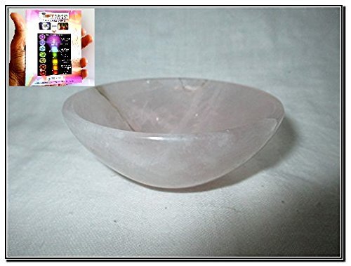 Jet International Cuenco de cuarzo rosa natural 3 'Folleto gratuito Terapia de cristal Piedra preciosa grande Enorme Mano grande A +