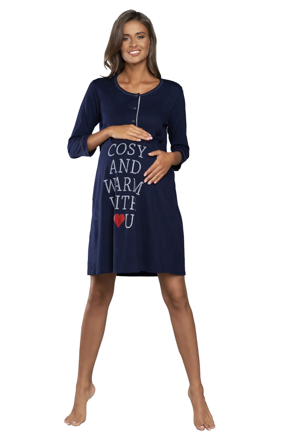 Italian Fashion Chemise de Nuit Allaitement | Pyjama Grossesse et Maternité | Pyjama Femme Enceinte pour la Maison et l’Hôpital | Tenue Maternité Accouchement avec Fermeture S-XXL
